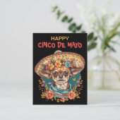 Cinco de Mayo Chihuahua Dragen Sombrero & Serape Briefkaart (Staand voorkant)