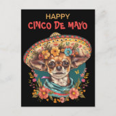 Cinco de Mayo Chihuahua Dragen Sombrero & Serape Briefkaart (Voorkant)