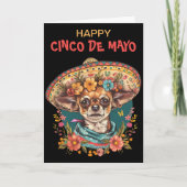 Cinco de Mayo Chihuahua Dragen Sombrero & Serape Feestdagen Kaart (Voorkant)