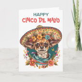 Cinco de Mayo Chihuahua Dragen Sombrero & Serape Feestdagen Kaart (Voorkant)