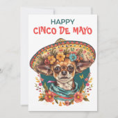 Cinco de Mayo Chihuahua Dragen Sombrero & Serape Feestdagenkaart (Voorkant)