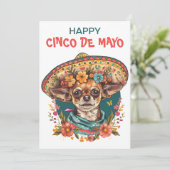 Cinco de Mayo Chihuahua Dragen Sombrero & Serape Feestdagenkaart (Staand voorkant)