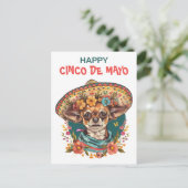 Cinco de Mayo Chihuahua Dragen Sombrero & Serape Feestdagenkaart (Staand voorkant)