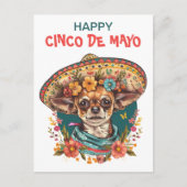 Cinco de Mayo Chihuahua Dragen Sombrero & Serape Feestdagenkaart (Voorkant)