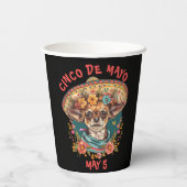 Cinco de Mayo Chihuahua Dragen Sombrero & Serape Papieren Bekers (Achterkant)