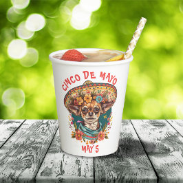 Cinco de Mayo Chihuahua Dragen Sombrero & Serape Papieren Bekers
