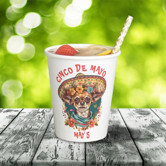 Cinco de Mayo Chihuahua Dragen Sombrero & Serape Papieren Bekers