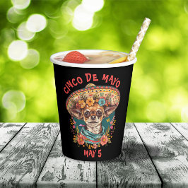 Cinco de Mayo Chihuahua Dragen Sombrero & Serape Papieren Bekers