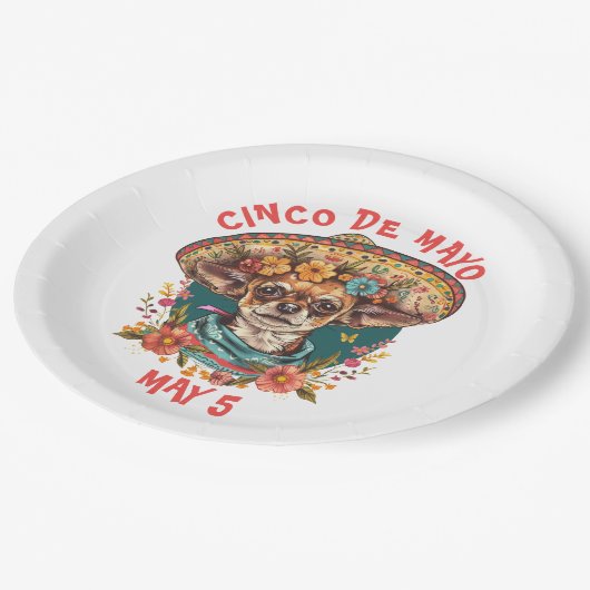 Cinco de Mayo Chihuahua Dragen Sombrero & Serape Papieren Bordje (Gekanteld)