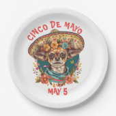 Cinco de Mayo Chihuahua Dragen Sombrero & Serape Papieren Bordje (Voorkant)