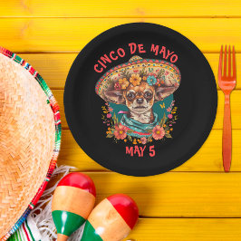 Cinco de Mayo Chihuahua Dragen Sombrero & Serape Papieren Bordje