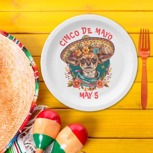 Cinco de Mayo Chihuahua Dragen Sombrero & Serape Papieren Bordje