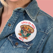 Cinco de Mayo Chihuahua Dragen Sombrero & Serape Ronde Button 7,6 Cm