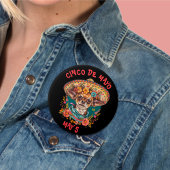 Cinco de Mayo Chihuahua Dragen Sombrero & Serape Ronde Button 7,6 Cm