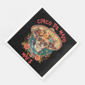 Cinco de Mayo Chihuahua Dragen Sombrero & Serape Servet (Hoek)