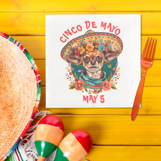Cinco de Mayo Chihuahua Dragen Sombrero & Serape Servet