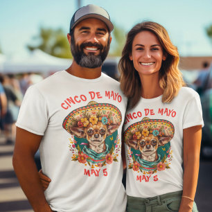 Cinco de Mayo Chihuahua Dragen Sombrero & Serape T-shirt
