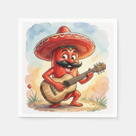 Cinco de Mayo Chili Gitaarspeler Servet (Voorkant)
