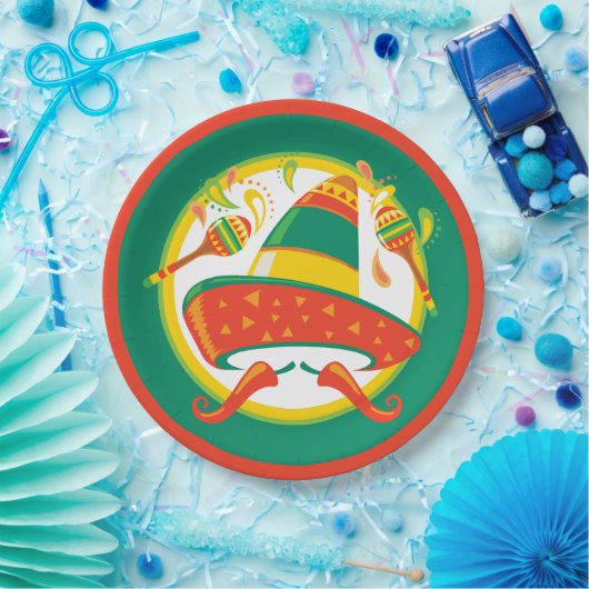 Cinco de Mayo Chili Peppers en Sombrero Papieren Bordje (Feest)