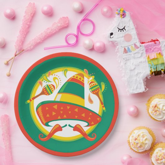 Cinco de Mayo Chili Peppers en Sombrero Papieren Bordje (Feest)