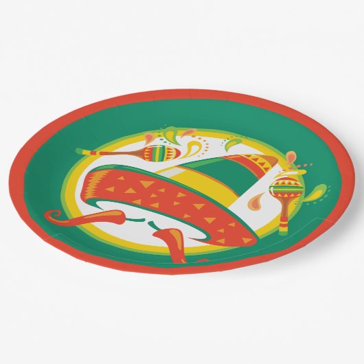 Cinco de Mayo Chili Peppers en Sombrero Papieren Bordje (Gekanteld)