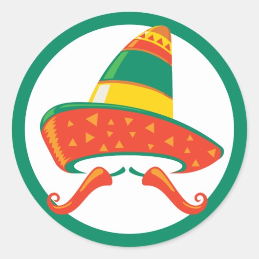 Cinco de Mayo Chili Peppers en Sombrero Ronde Sticker (Voorkant)