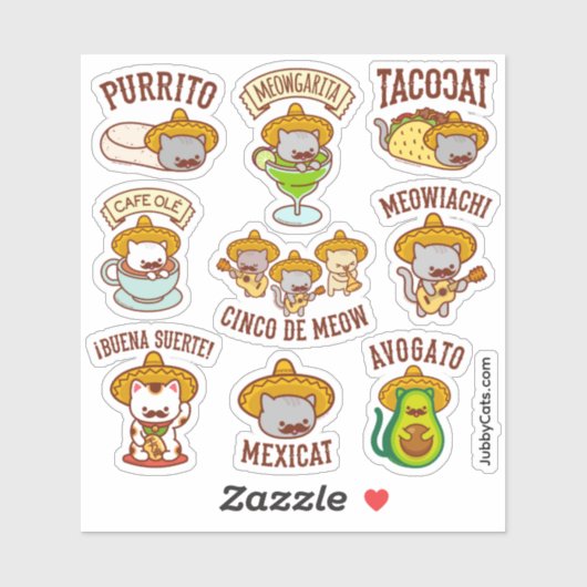 Cinco de Mayo - Cinco de Meow - Grappige Kat STICK Sticker (Vel)