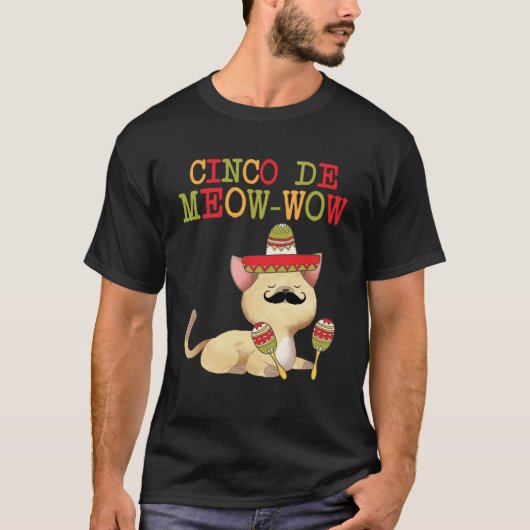 Cinco De Mayo Cinco De Meow Wow T - shirts Cat Kin (Voorkant)