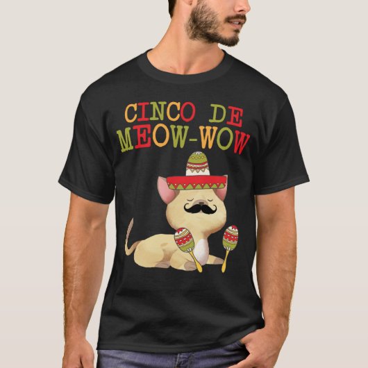 Cinco De Mayo Cinco De Meow Wow T - shirts Cat Kin (Voorkant)