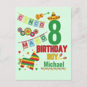 Cinco de Mayo Colorful Birthday Boy Fiesta Party Briefkaart