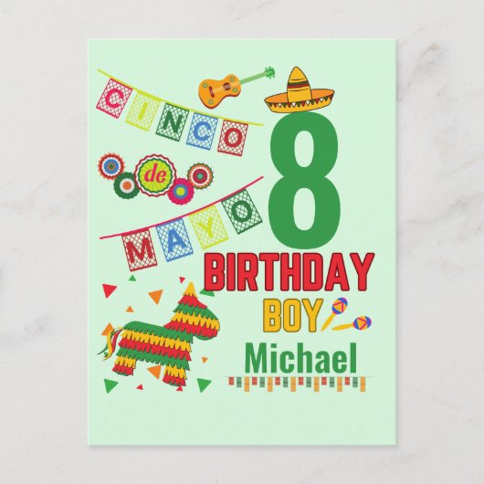 Cinco de Mayo Colorful Birthday Boy Fiesta Party Briefkaart (Voorkant)