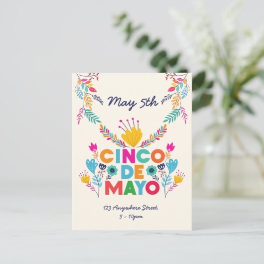 Cinco de Mayo Colorful Invitation Briefkaart (Staand voorkant)