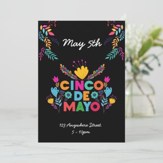 Cinco de Mayo Colorful Invitation Kaart (Staand voorkant)