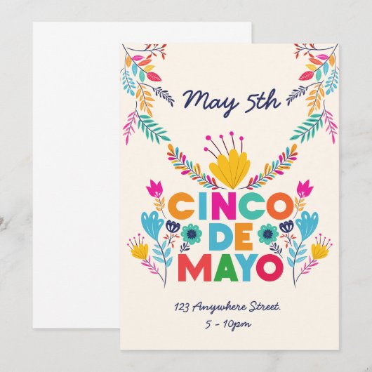 Cinco de Mayo Colorful Kaart (Voorkant / Achterkant)