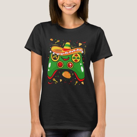 Cinco De Mayo Controller Gaming Gamer Mexico First T-shirt (Voorkant)