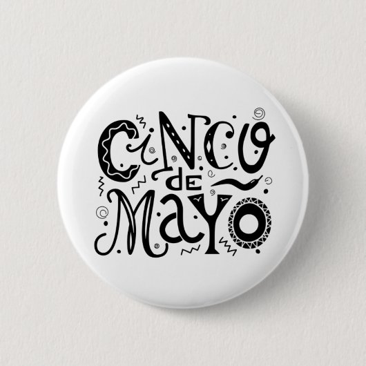 Cinco De Mayo Cool Typografie Ronde Button 5,7 Cm (Voorkant)