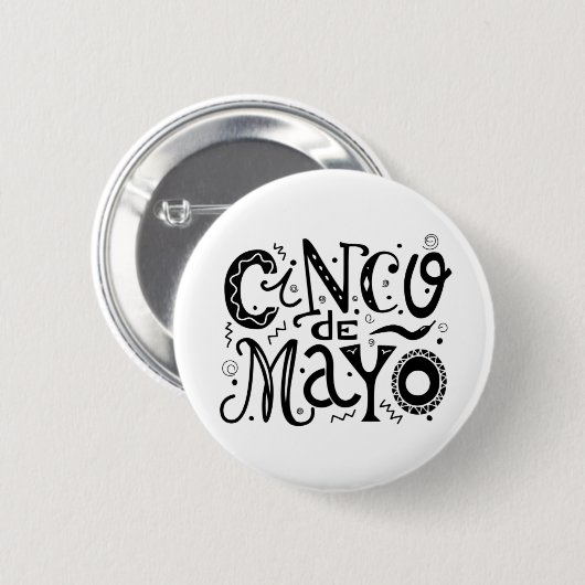 Cinco De Mayo Cool Typografie Ronde Button 5,7 Cm (Voorkant /achterkant)