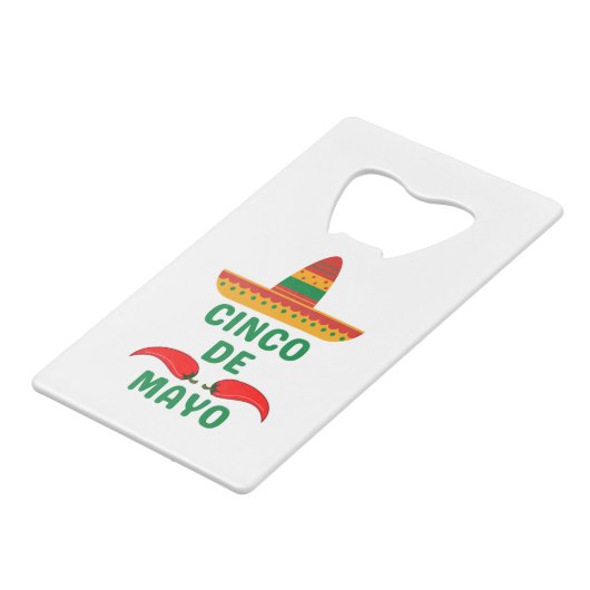 Cinco De Mayo Creditkaart Flessenopener (Voorkant Gekanteld)