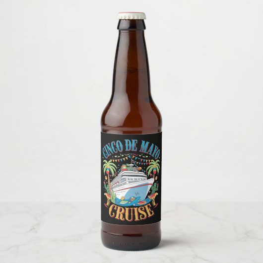 Cinco de Mayo Cruise Mexico Mexicaanse schip Fiest Bier Etiket (Voorkant)