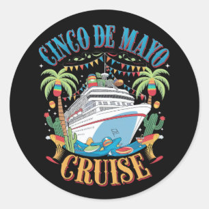 Cinco de Mayo Cruise Mexico Mexicaanse schip Fiest Ronde Sticker