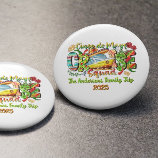Cinco De Mayo Cruise Shirt Aangepaste Naam & Jaar Ronde Button 4,0 Cm