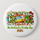 Cinco De Mayo Cruise Shirt Aangepaste Naam & Jaar Ronde Button 4,0 Cm (Voorkant)