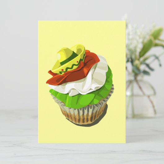 Cinco de Mayo cupcake-uitnodiging Kaart (Staand voorkant)