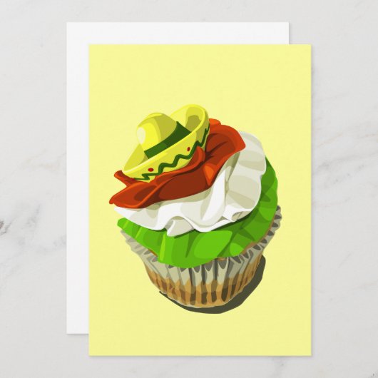 Cinco de Mayo cupcake-uitnodiging Kaart (Voorkant / Achterkant)