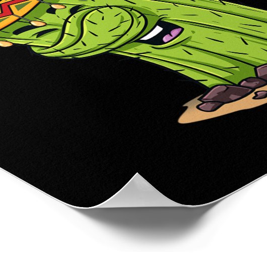 Cinco de Mayo Dabbing Cactus Fun Boys Kinder Poster (Hoek)
