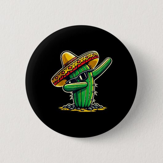 Cinco de Mayo Dabbing Cactus Funny Mexican Boys To Ronde Button 5,7 Cm (Voorkant)