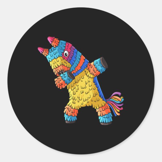 Cinco de Mayo Dabbing Donkey Pinata Fun Mexicaanse Ronde Sticker (Voorkant)