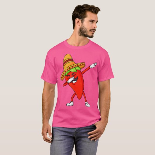 Cinco de Mayo Dabbing Hot Jalapeno Pepper Funny Bo T-shirt (Voorkant volledig)