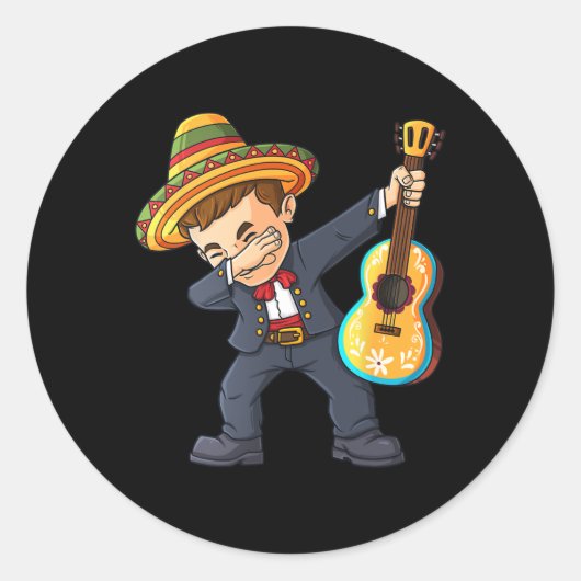 Cinco de Mayo Dabbing Mariachi Mexican Boys Kinder Ronde Sticker (Voorkant)