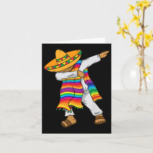 Cinco De Mayo Dabbing Mexicaans Poncho Kinder Peut Kaart (Gele Bloem)